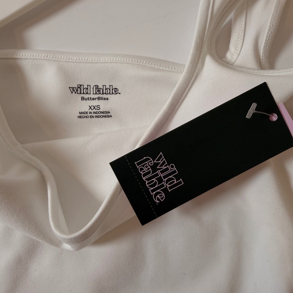 Wild‎ Fable ButterBliss soft Square Neck Bodysuit White XXS Thong Back NWT - Picture 3 of 8